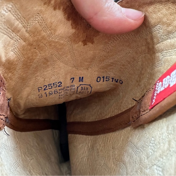 Vintage Dan Post Marlboro Tan Leather Cowboy Boots Western Cowgirl Rodeo - Picture 8 of 9